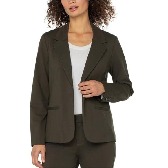 Liverpool LA Women's Forest Night Super Stretch Ponte Fitted Blazer Size L - Picture 1 of 5
